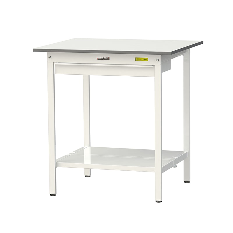 山金工業 ワークテーブル150 固定式 H950mm ワイド引出し付/全面棚板付 900×750 1台(ご注文単位1台)【直送品】