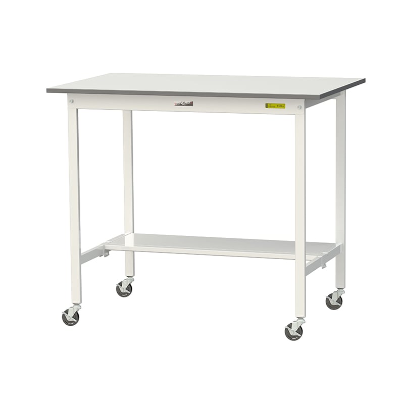 山金工業 ワークテーブル150 移動式 H1035mm 半面棚板付 1200×750×高1035mm 1台(ご注文単位1台)【直送品】