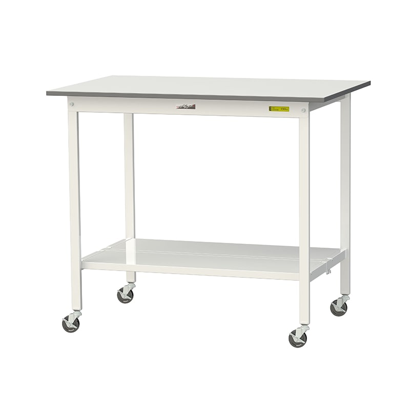 山金工業 ワークテーブル150 移動式 H1035mm 全面棚板付 1200×750×高1035mm 1台(ご注文単位1台)【直送品】