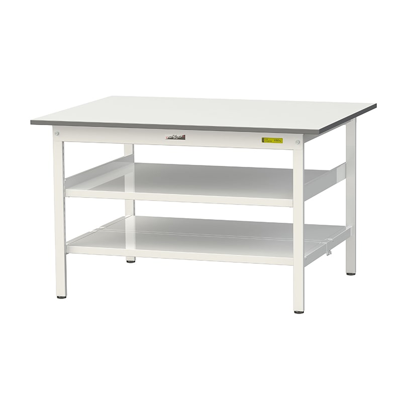 山金工業 ワークテーブル150 固定式 H740mm 中間棚付/全面棚板付 1200×900 1台(ご注文単位1台)【直送品】
