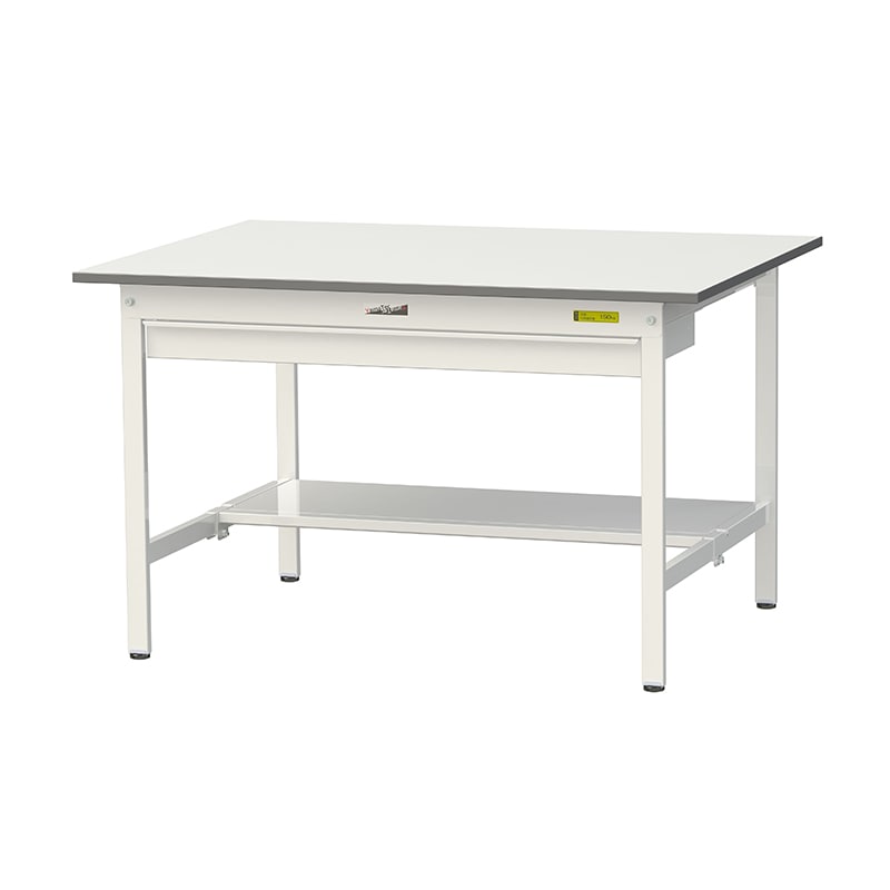 山金工業 ワークテーブル150 固定式 H740mm ワイド引出し付/半面棚板付 1200×900 1台(ご注文単位1台)【直送品】