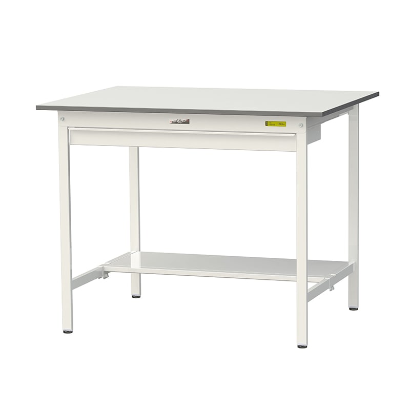 山金工業 ワークテーブル150 固定式 H950mm ワイド引出し付/半面棚板付 1200×900 1台(ご注文単位1台)【直送品】
