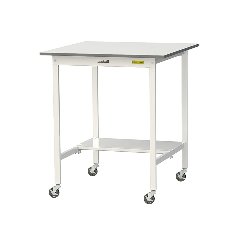 山金工業 ワークテーブル150 移動式 H1035mm 半面棚板付 900×900×高1035mm 1台(ご注文単位1台)【直送品】