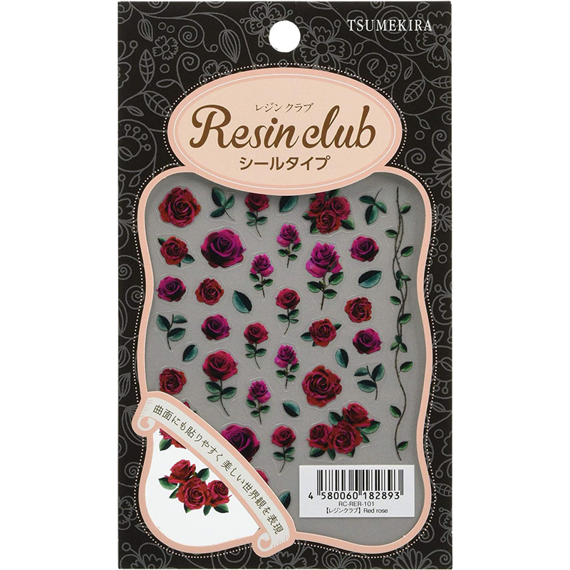レジンクラブ Red rose 両面 UVレジン用シールパーツ RC-RER-101 1枚(ご注文単位1枚)【直送品】