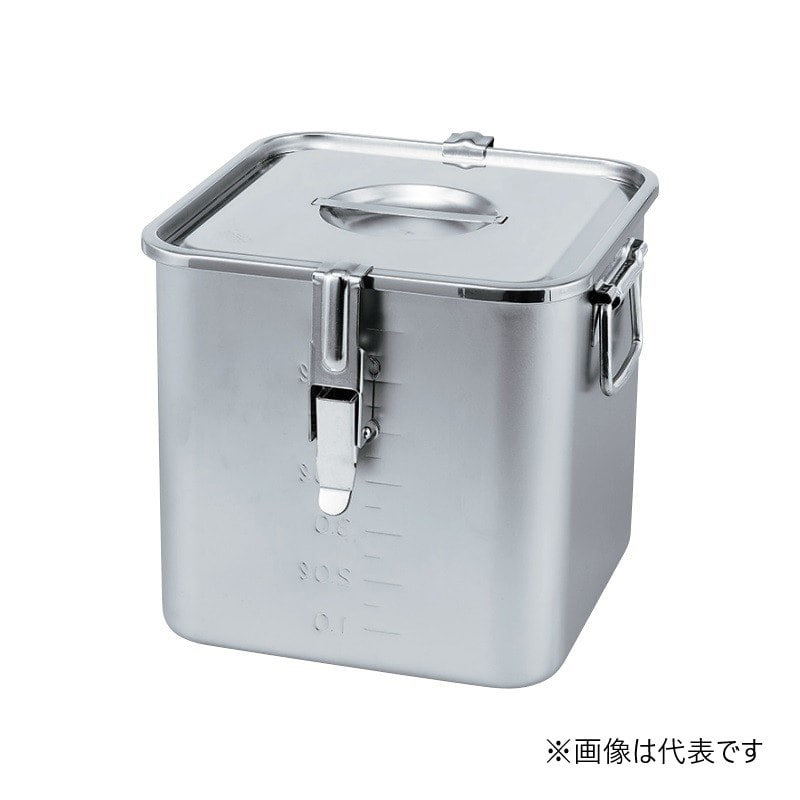 スギコ産業 18-8 目盛付 角キッチンポット フタ付 手付 パッキン・フック付 30cm SA1628-SH-4230D-PF 1個（ご注文単位1個）【直送品】