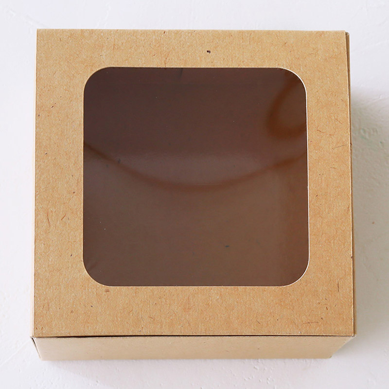 クラフト窓付き箱 105×105×H65mm 98708 5枚/束(ご注文単位1束)【直送品】