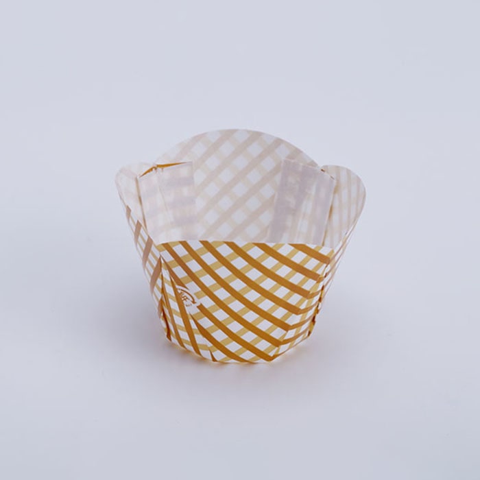 cotta フラワーカップ KM7-35A 50948 チェック茶 100枚/束(ご注文単位1束)【直送品】