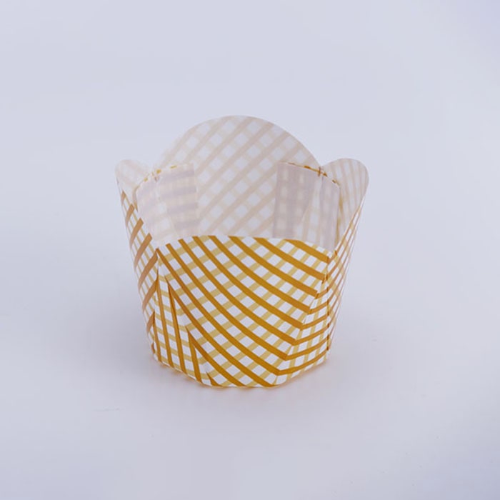 cotta フラワーカップ KM7-50 50950 チェック茶 100枚/束(ご注文単位1束)【直送品】