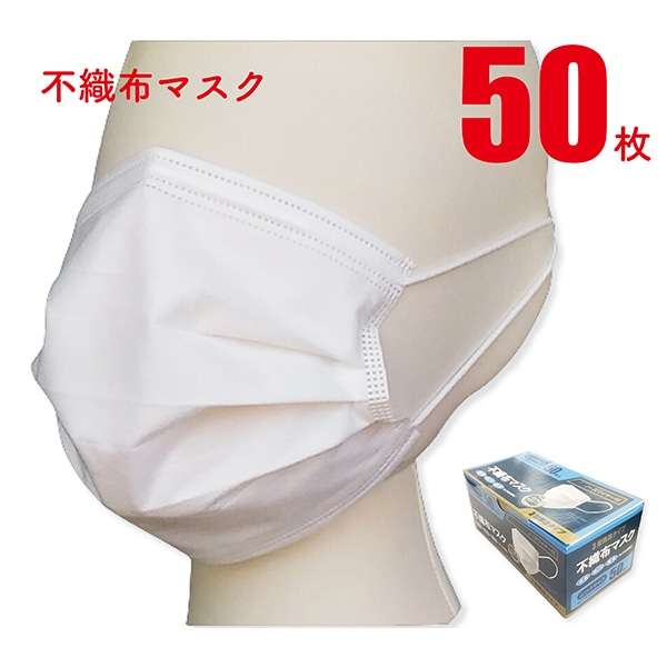 ジェイワークスプランニング 不織布マスク 3層構造タイプ ふつうサイズ ホワイト 50枚入 JWP-563-50P 1箱(ご注文単位40箱)【直送品】