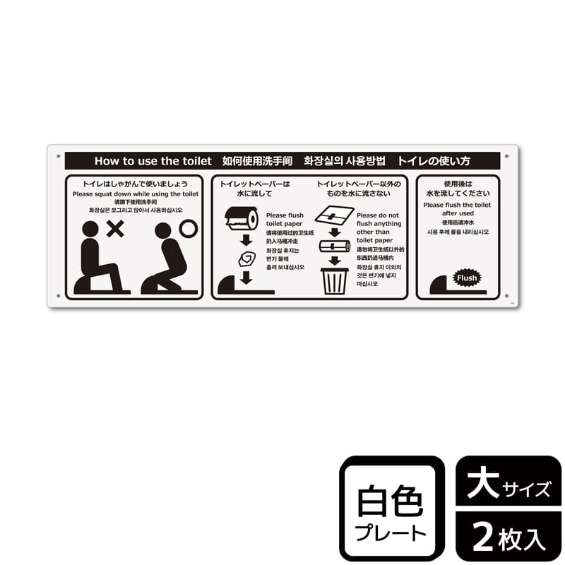 KALBAS プラスチックプレート ヨコ大 トイレの使い方 和式 KTK2101 1パック（ご注文単位1パック）【直送品】