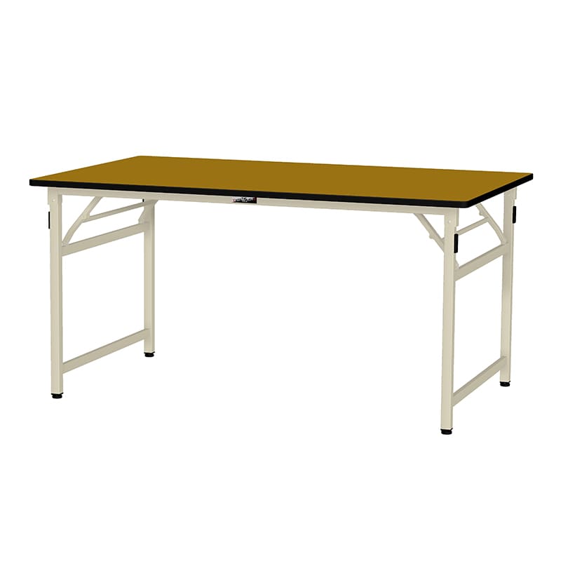 山金工業 ワークテーブル　折りタタミタイプ　固定式 ポリエステル天板20mm　木目柄 1500×900×740 1台（ご注文単位1台）【直送品】