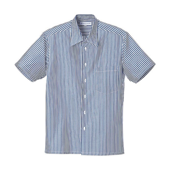 セブンユニフォーム シャツ　男性用　半袖 L　ホワイト×ブルー CH1665-1　1枚（ご注文単位1枚）【直送品】