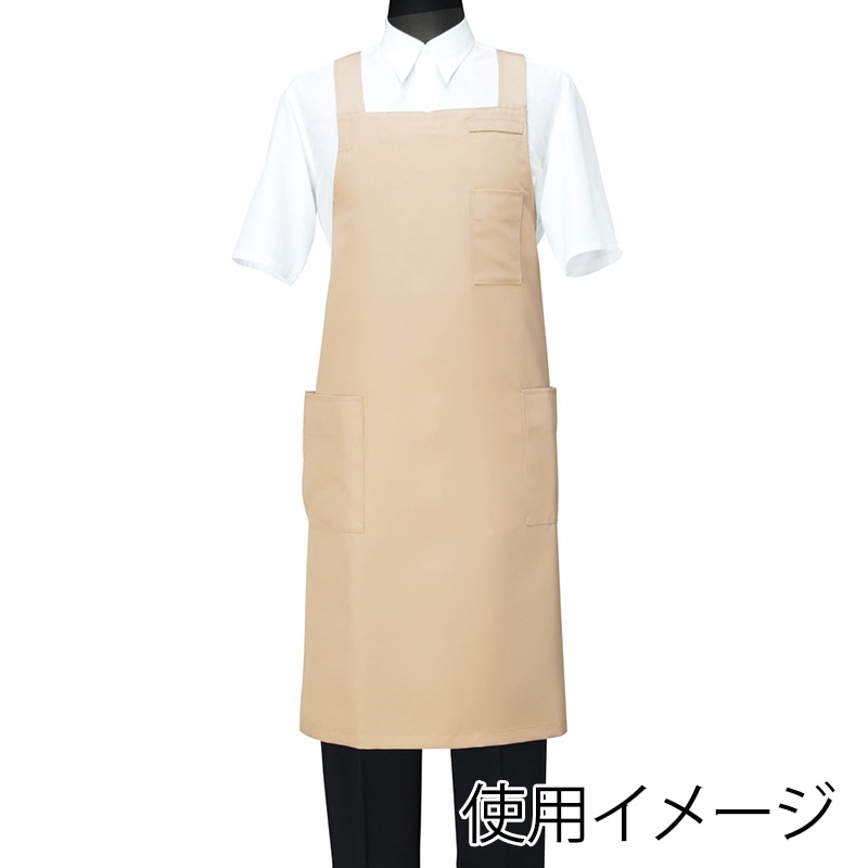 セブンユニフォーム 胸当てエプロン 男女兼用 M ベージュ CT2566-7 1枚(ご注文単位1枚)【直送品】