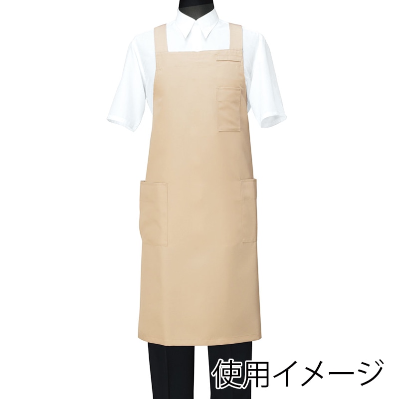セブンユニフォーム 胸当てエプロン 男女兼用 L ベージュ CT2566-7 1枚(ご注文単位1枚)【直送品】