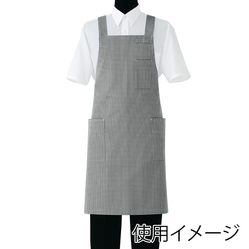 セブンユニフォーム 胸当エプロン 男女兼用 L ホワイト×ブラック CT2572-9 1枚(ご注文単位1枚)【直送品】