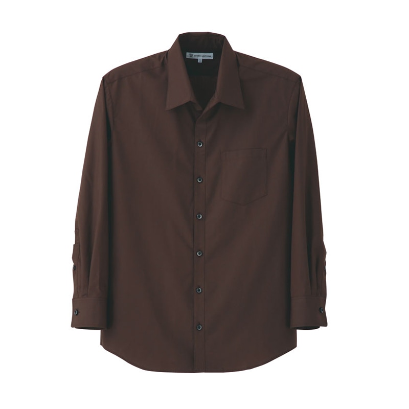 セブンユニフォーム スキッパーカラーシャツ 男性用 長袖 M ブラウン CH4414-6 1枚(ご注文単位1枚)【直送品】
