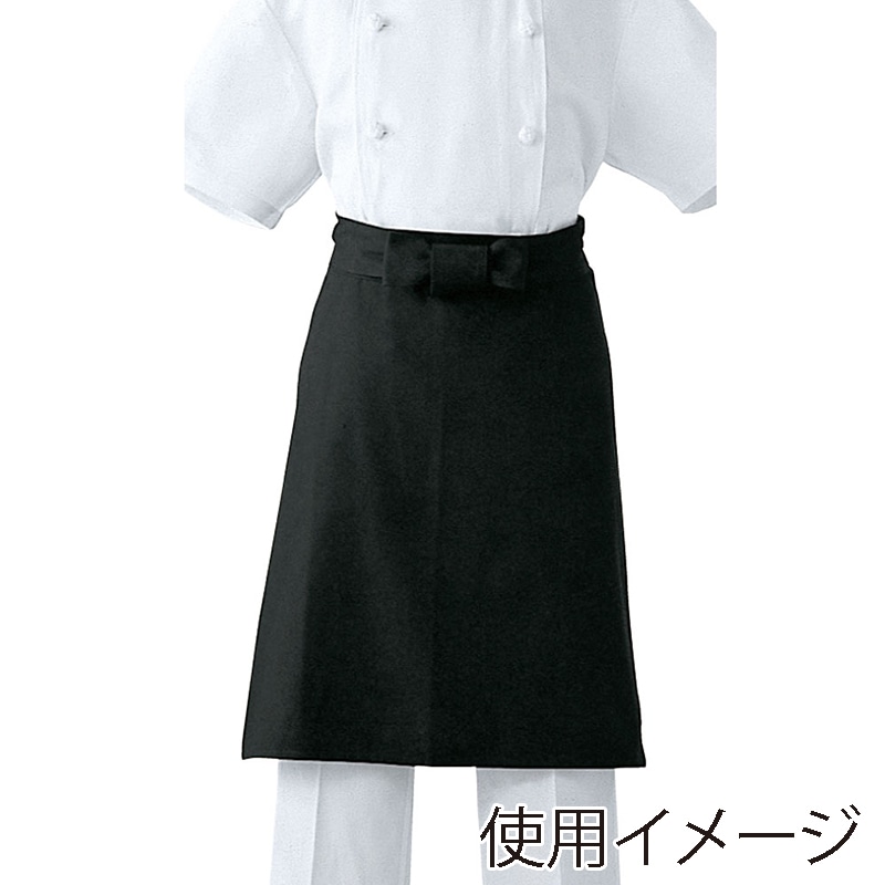 セブンユニフォーム 調理前掛 L ブラック JT4551-9 1枚(ご注文単位1枚)【直送品】