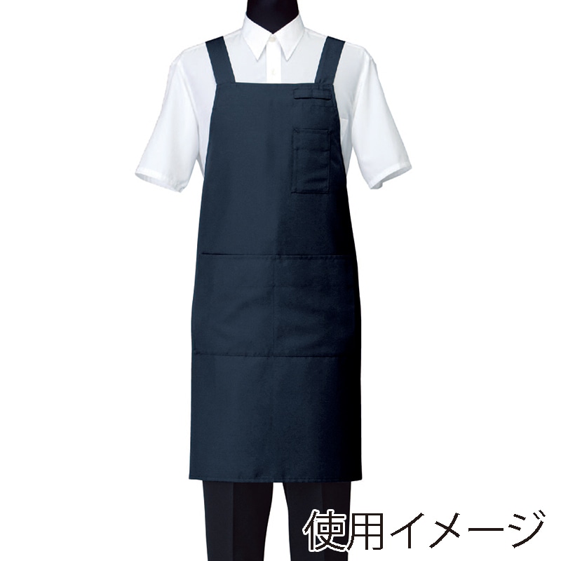 セブンユニフォーム 胸当エプロン 男女兼用 L ネイビー CT2577-1 1枚(ご注文単位1枚)【直送品】