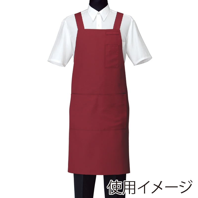 セブンユニフォーム 胸当エプロン 男女兼用 M エンジ CT2577-2 1枚(ご注文単位1枚)【直送品】
