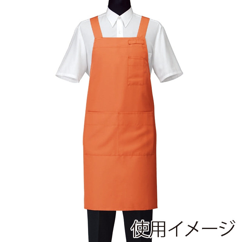 セブンユニフォーム 胸当エプロン 男女兼用 M オレンジ CT2577-3 1枚(ご注文単位1枚)【直送品】