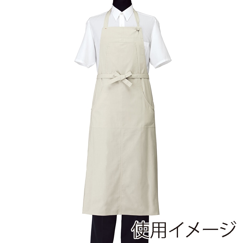 セブンユニフォーム 胸当エプロン 男女兼用 フリーサイズ アイボリー CT2393-6 1枚(ご注文単位1枚)【直送品】