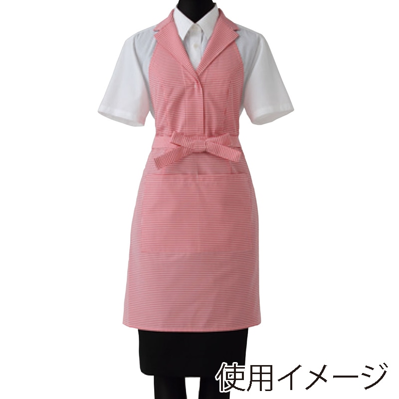セブンユニフォーム テーラードカラーエプロンドレス 女性用 L ホワイト×レッド CS2344-2 1枚(ご注文単位1枚)【直送品】