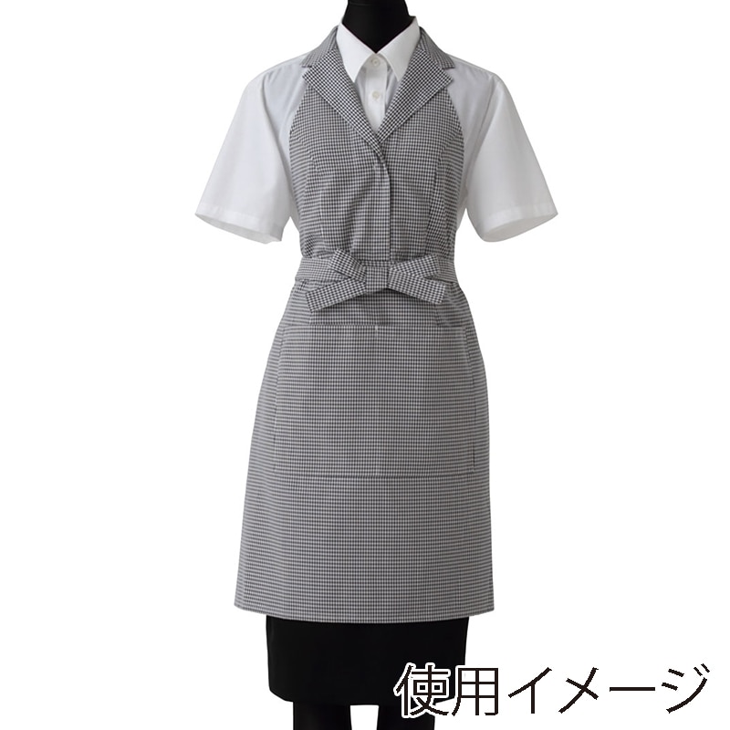 セブンユニフォーム テーラードカラーエプロンドレス 女性用 M ホワイト×ブラック CS2344-9 1枚(ご注文単位1枚)【直送品】