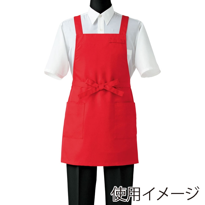 セブンユニフォーム 胸当エプロン 男女兼用 フリーサイズ レッド CT2398-0 1枚(ご注文単位1枚)【直送品】