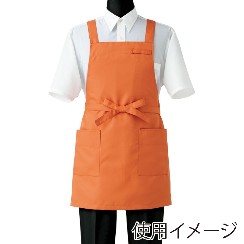 セブンユニフォーム 胸当エプロン　男女兼用 フリーサイズ　オレンジ CT2398-3　1枚（ご注文単位1枚）【直送品】