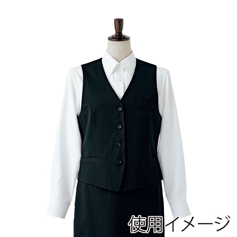 セブンユニフォーム ベスト 女性用 9号 ブラック×ホワイト CJ4318-7 1枚(ご注文単位1枚)【直送品】