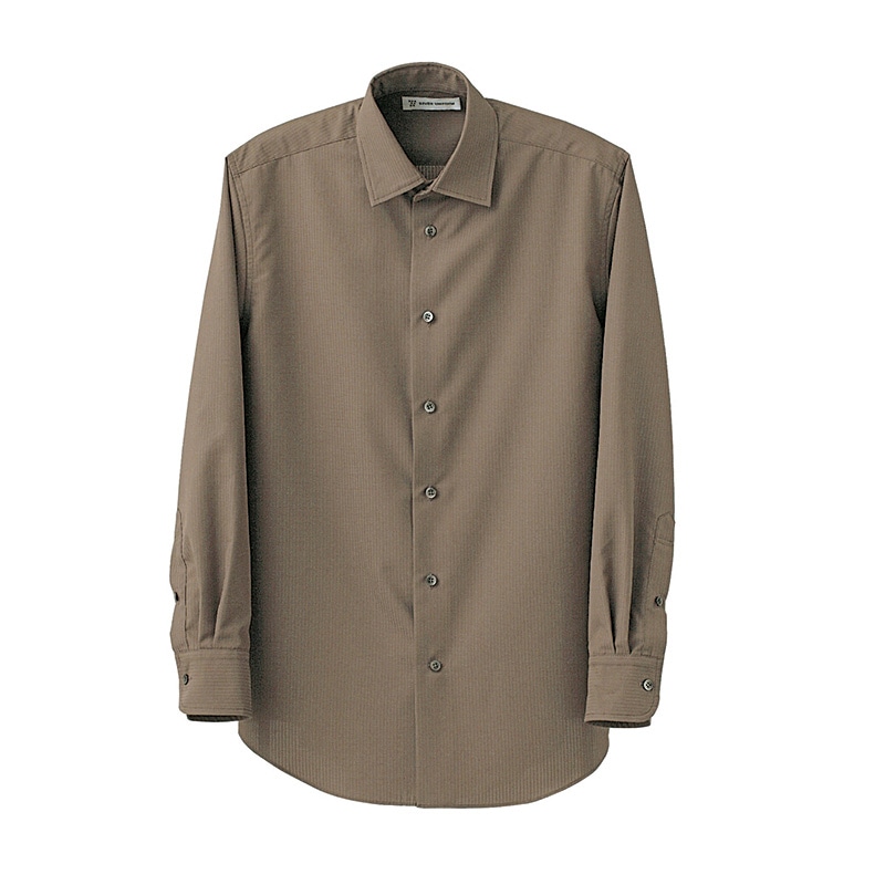 セブンユニフォーム シャツ 男性用 長袖 S ブラウン CH4488-6 1枚(ご注文単位1枚)【直送品】