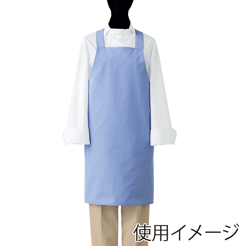 セブンユニフォーム 制菌胸当エプロン　男女兼用 L　ライトブルー CT2378-1　1枚（ご注文単位1枚）【直送品】