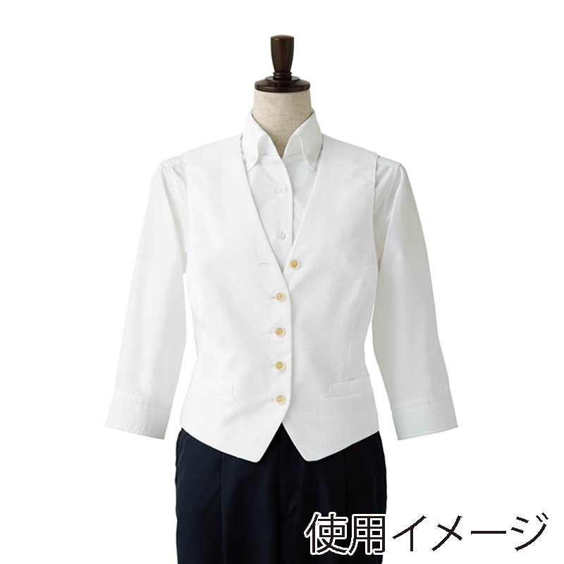 セブンユニフォーム ベスト 女性用 9号 ホワイト CJ4339-0 1枚(ご注文単位1枚)【直送品】