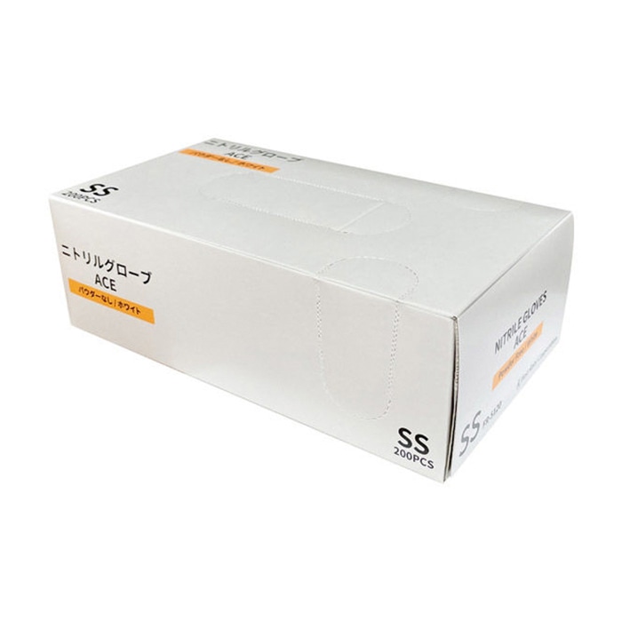 ニトリルグローブACE ホワイト FR-5120 SS 200枚入 10個/箱(ご注文単位1箱)【直送品】