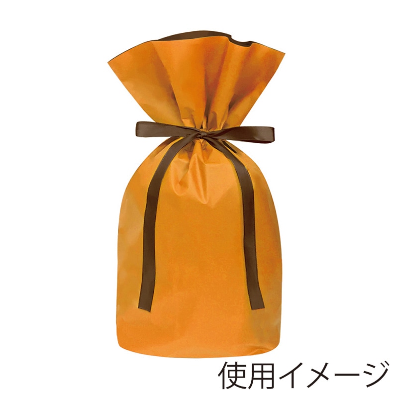 エスパック 梨地リボン付ギフト袋 M オレンジ 20枚/袋(ご注文単位1袋)【直送品】