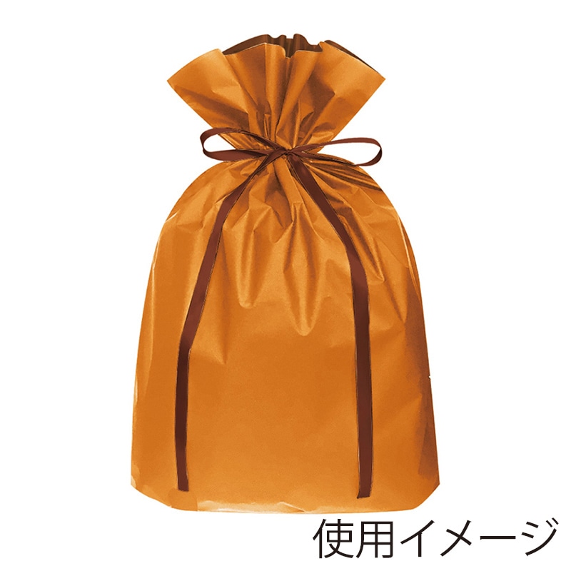 エスパック 梨地リボン付ギフト袋 LL オレンジ 20枚/袋(ご注文単位1袋)【直送品】