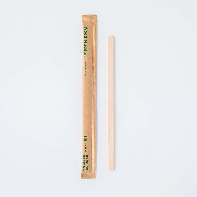 アサヒグリーン 木製マドラー　紙完封袋 140mm　100本入 11052000 100本/袋（ご注文単位100袋）【直送品】