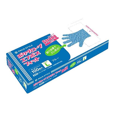 パックスタイル ポリ手袋　ストロングフィット　青　箱入 L　100枚入 00586246 100枚/箱（ご注文単位60箱）【直送品】