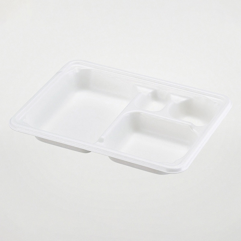 弁当容器　WB麦バガス弁当　ラミ　本体 23-17E 白色 50枚/袋（ご注文単位6袋）【直送品】