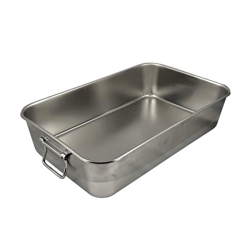 杉山工業 18-8給食バット・可動ハンドル 半カールフラット フランジ SK-6038XH 28L SA1883 1個(ご注文単位1個)【直送品】