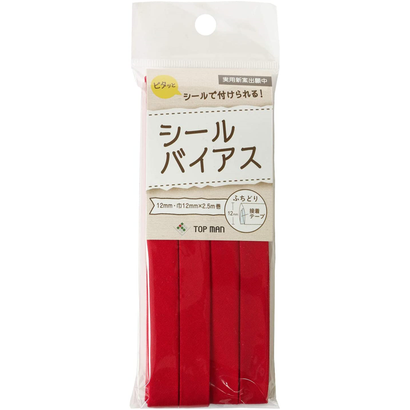 トップマン工業 シールバイアステープ レッド 巾12mm×2.5m巻 TM008-6 1枚（ご注文単位1枚）【直送品】