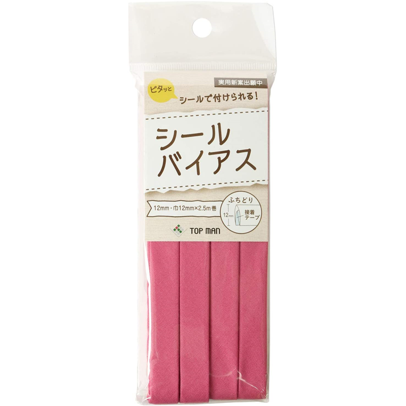 トップマン工業 シールバイアステープ コーラルピンク 巾12mm×2.5m巻 TM008-11 1枚（ご注文単位1枚）【直送品】