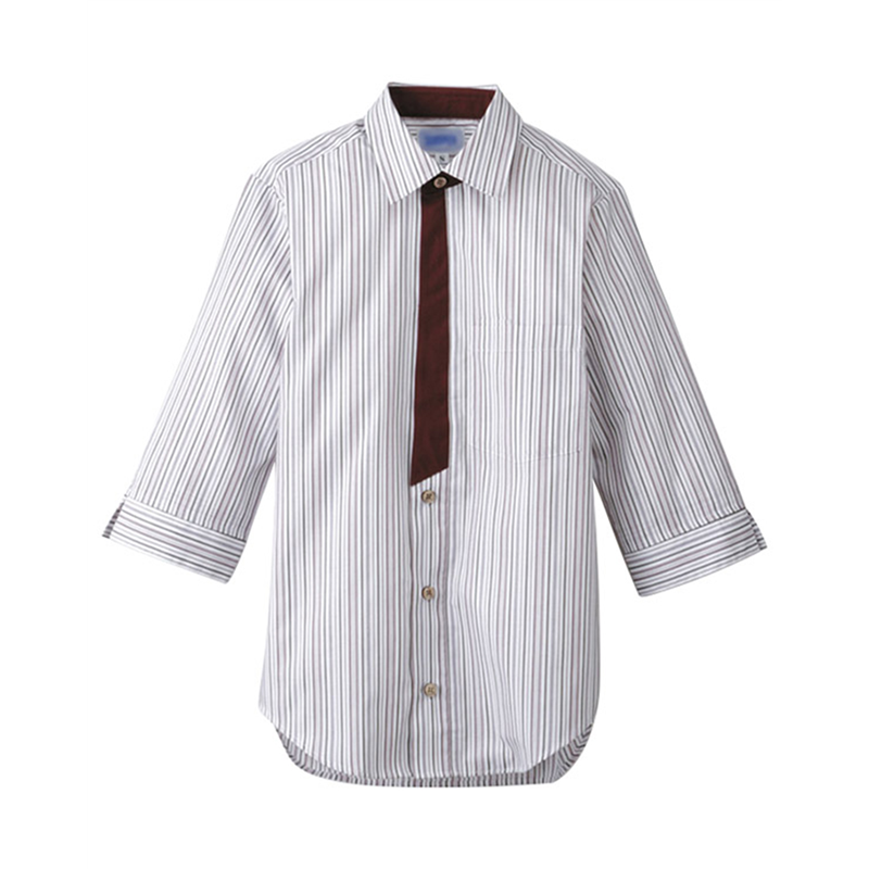 サーヴォ 男女兼用 シャツ 七分袖 M エンジ BT3121 1枚（ご注文単位1枚）【直送品】