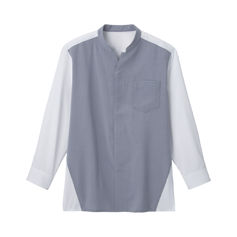 サーヴォ 男女兼用 シャツ 九分袖 M ブルーグレー WP1501-B7 1枚（ご注文単位1枚）【直送品】