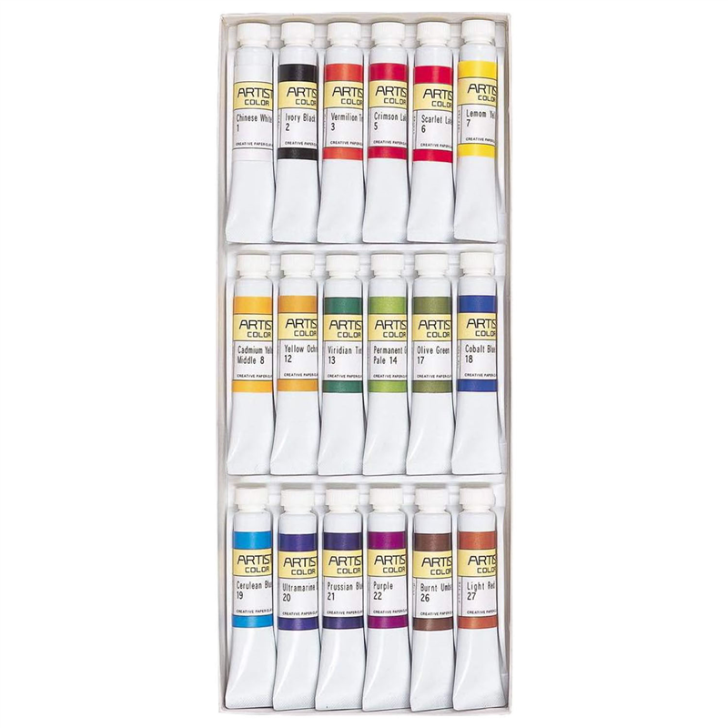 日本教材製作所 透明水彩絵の具 ニューアーチストカラー 12ml ペイント絵の具 18色セット 1セット(ご注文単位1セット)【直送品】