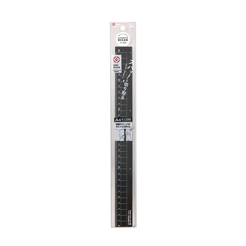 クツワ アルミ定規　XS04BK 30cm ブラック 1個（ご注文単位5個）【直送品】