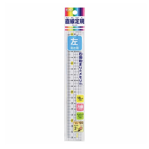 クツワ 左手用メタクリル直線定規 18cm HSS181L 1個（ご注文単位10個）【直送品】