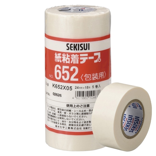 積水化学工業 セキスイ 紙粘着テープ No.652 24mm×18m巻 5巻/袋