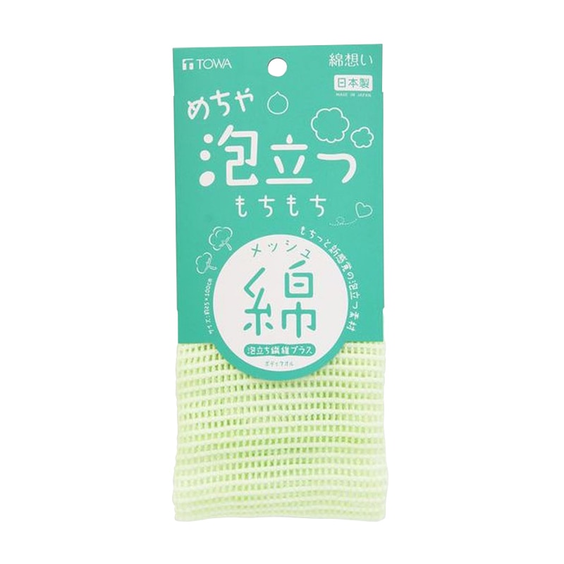東和産業 綿想いめちゃ泡立つ もちもち綿タオル グリーン 1個（ご注文単位5個）【直送品】