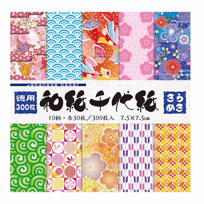 トーヨー 徳用 和紙千代紙 きらめき 7.5cm 300枚入 018036 1袋(ご注文単位10袋)【直送品】